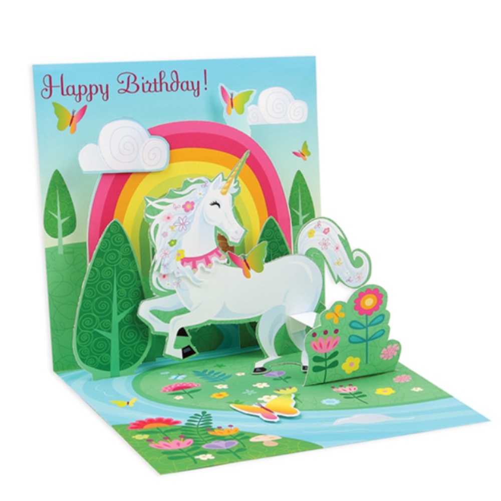 Treasures BIRTHDAY Pop-Up Greeting Card UNICORN